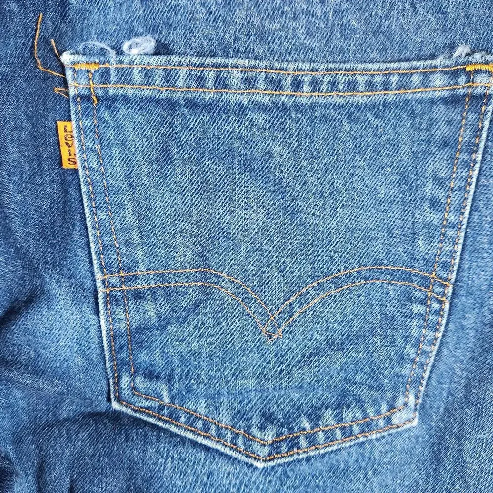 Levi's 505 Regular Fit Jeans Mens 34x32 Dark Wash Straight Leg Orange Tab‎